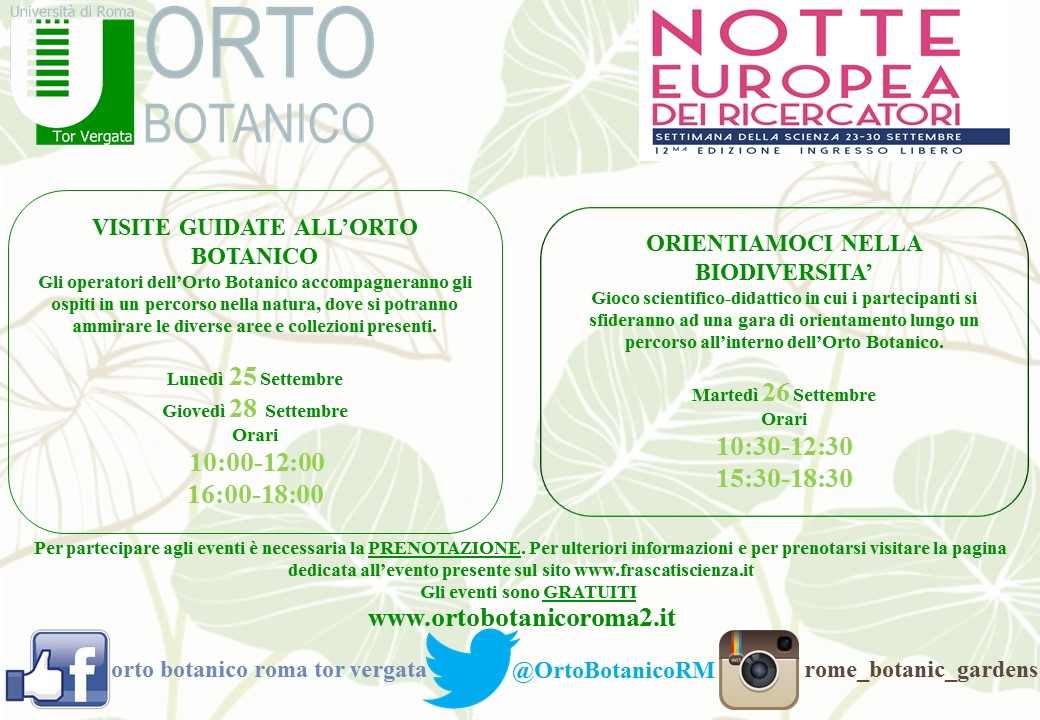L’Orto Botanico partecipa alla “Settimana della Scienza”