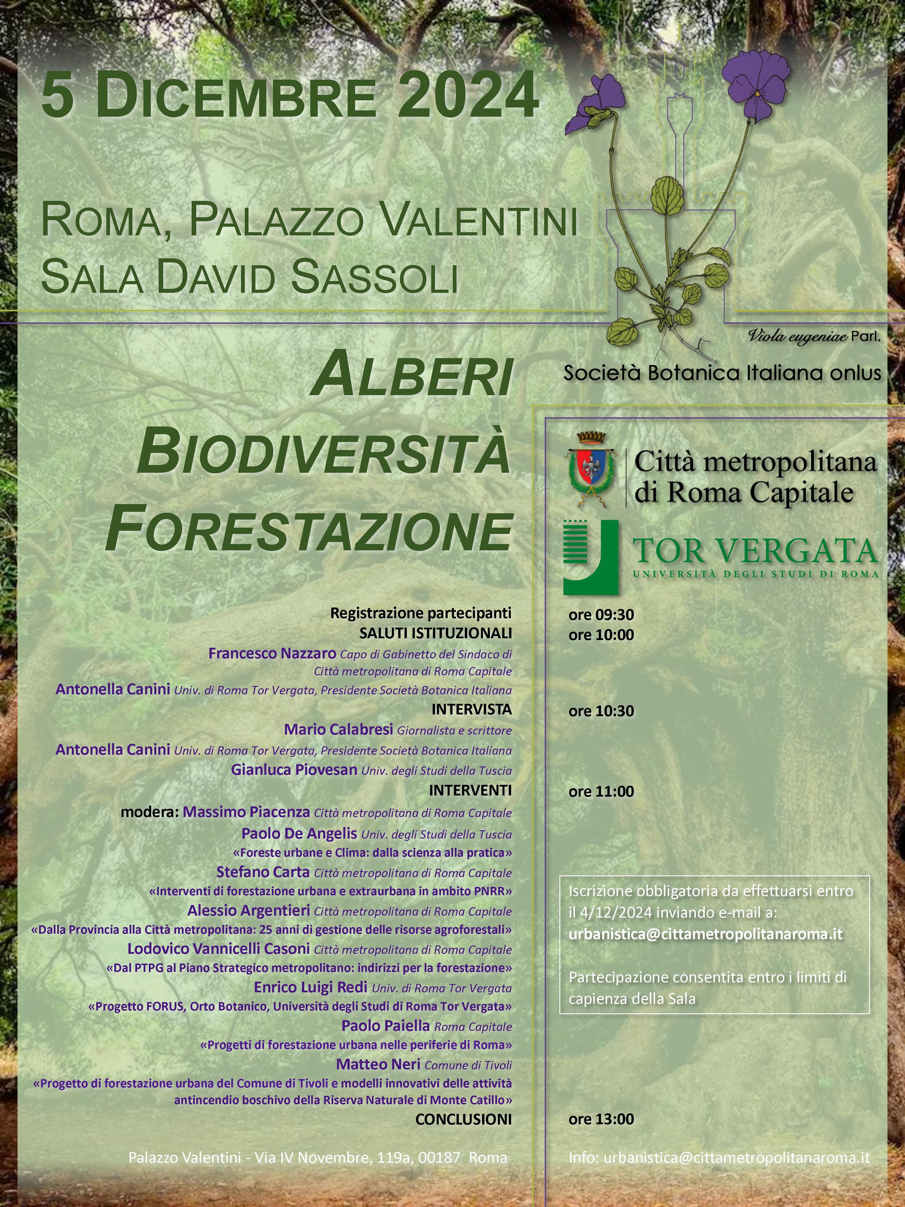 05 Dicembre 2024 – Convegno – Alberi, Biodiversità, Forestazione